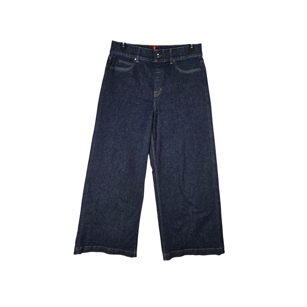 Spanx Cropped Wide Leg Jeans Raw Indigo Dark Wash Denim Plus Size 1X Tall 1XT